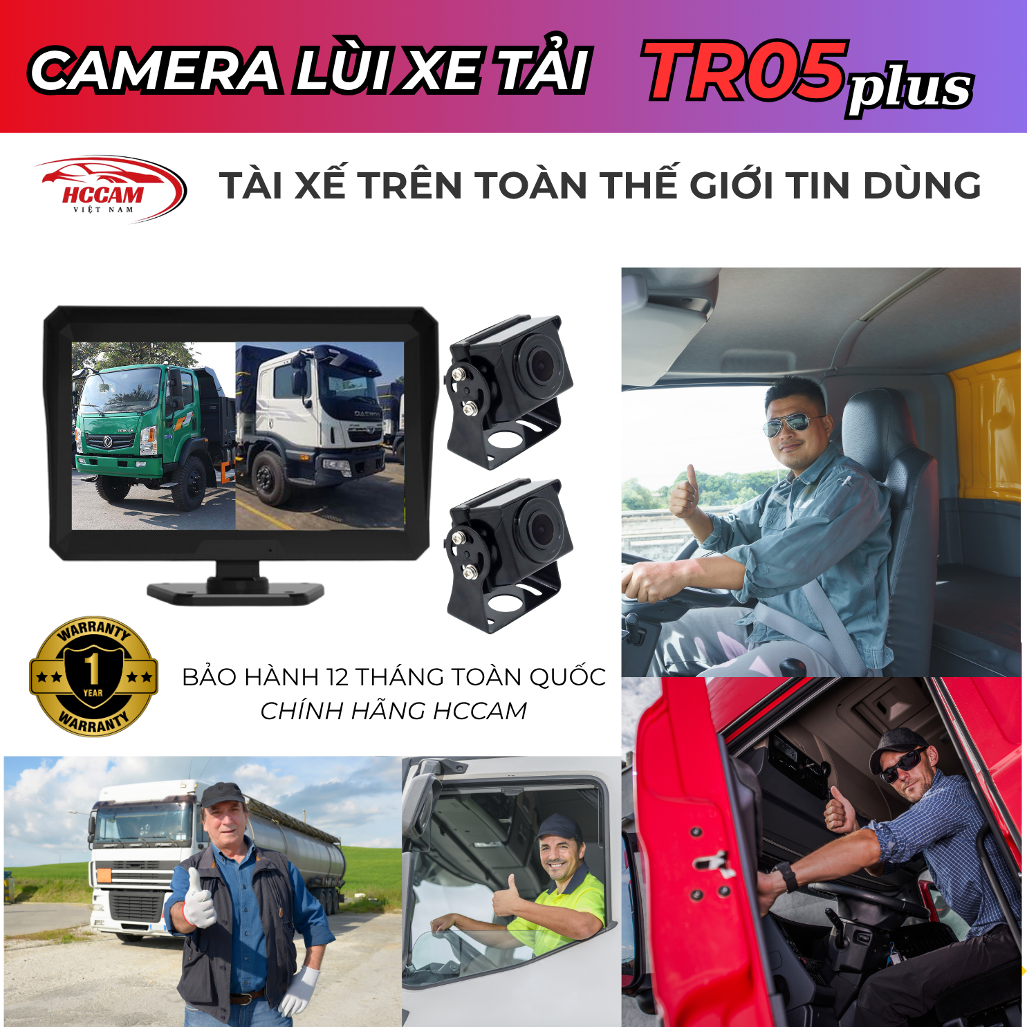 TR05 PLUS - Camera hành trình xe tải 2 mắt rời, ghi hình trước sau, ghi đè vòng lặp thông minh, hỗ trợ vạch kẻ lùi, hỗ trợ hồng ngoại quay đêm... 5